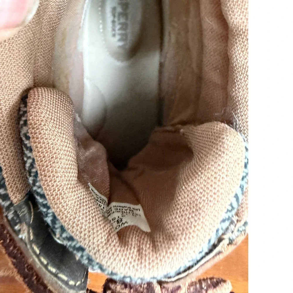 Sperry Bayfish Brown Leather Lace Up Moc Toe Ankle Boot Herringbone Women 8.5 M